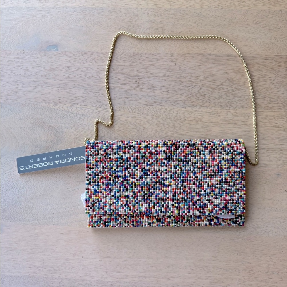 Colorful Beaded Clutch with Strap